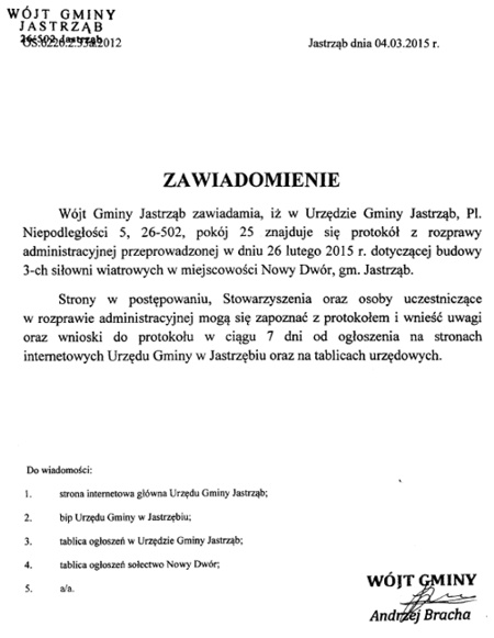 zawiadomienie